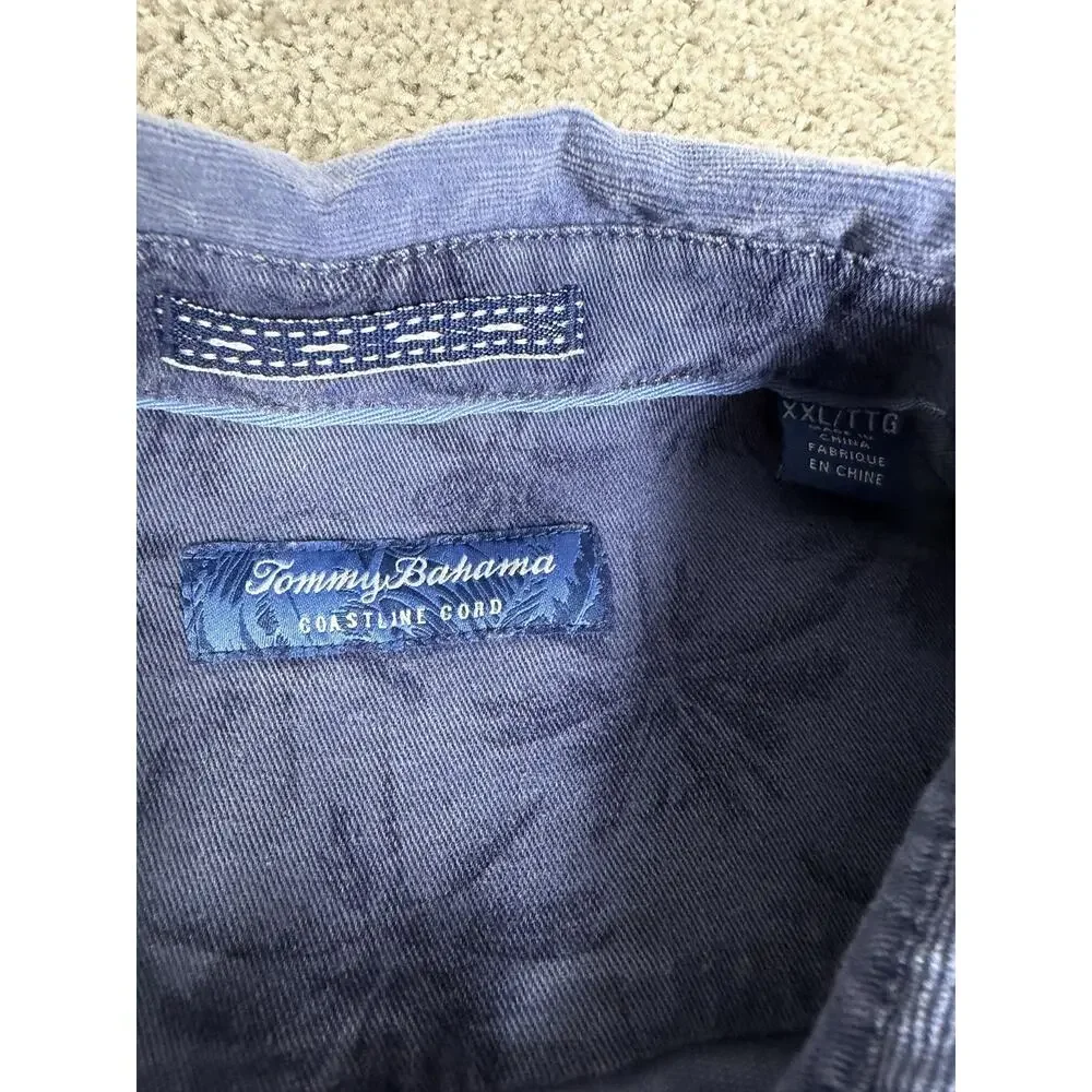 Tommy Bahama Shirt Mens 2XL Blue Corduroy Long Sleeve Button Up Relaxed
